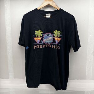 Vintage Puerto Rico Shark Dolphin Graphic Shirt Size Large Black
